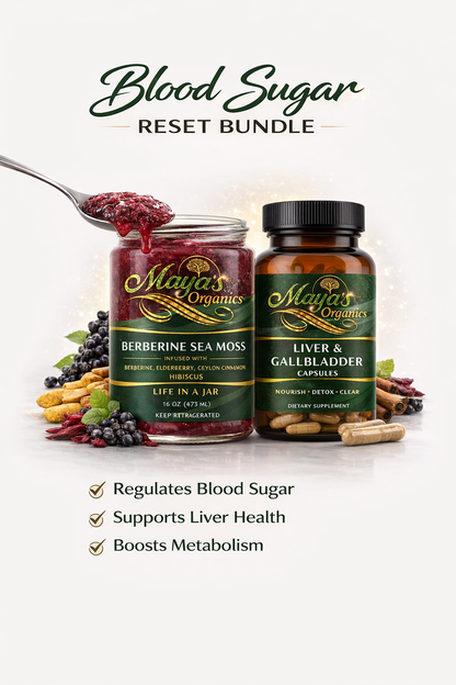 Blood Sugar Reset Bundle - Berberine Sea Moss Gel 16oz + Liver &amp; Gallbladder Cleanse Detox Capsules (60 Caps) by Seamoss depot