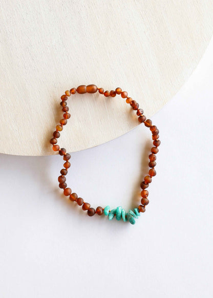 Raw Cognac Baltic Amber + Raw Amazonite || Kids Set
