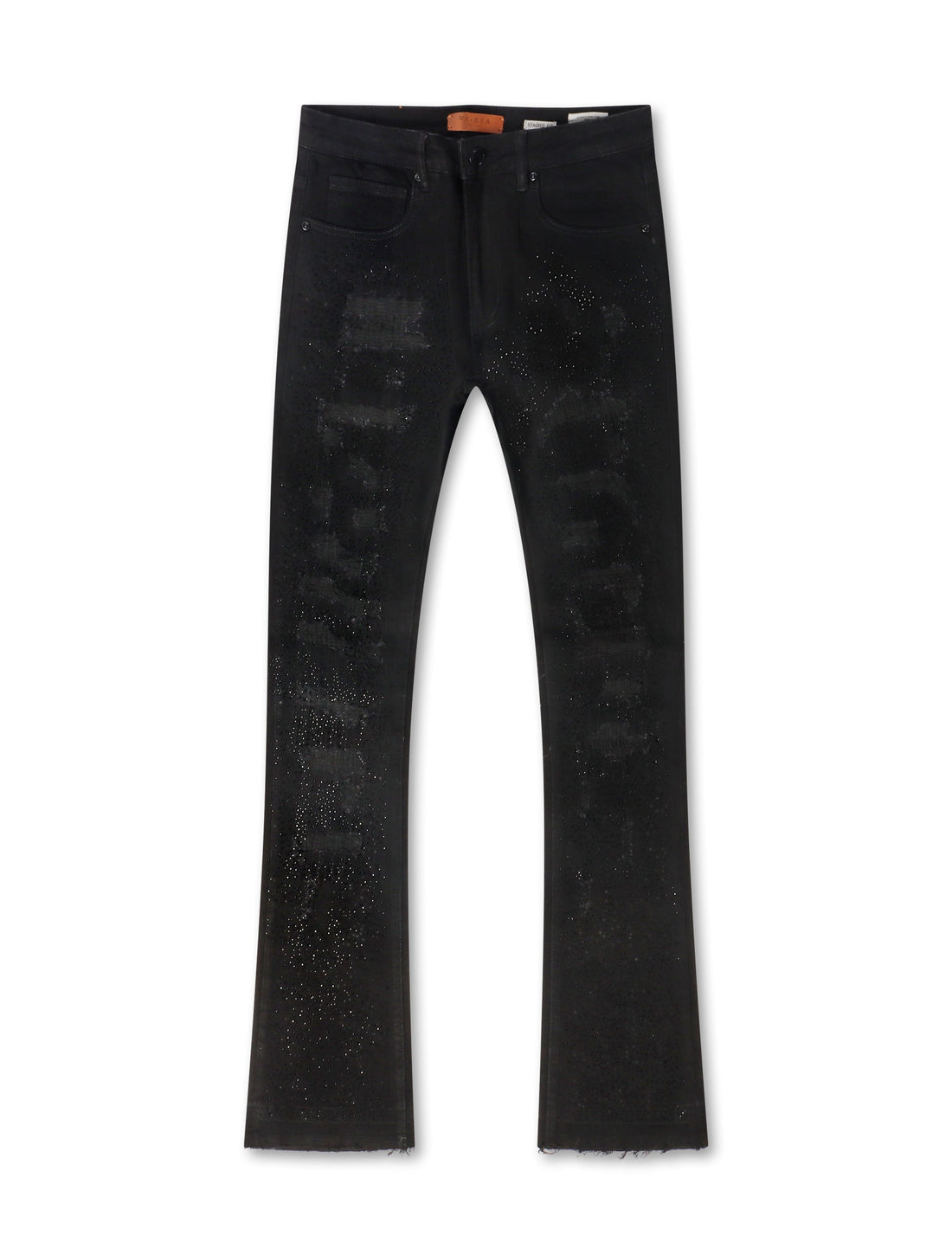 Waimea Rhinestone Stacked Fit Jeans - Jet Black by Denim Exchange