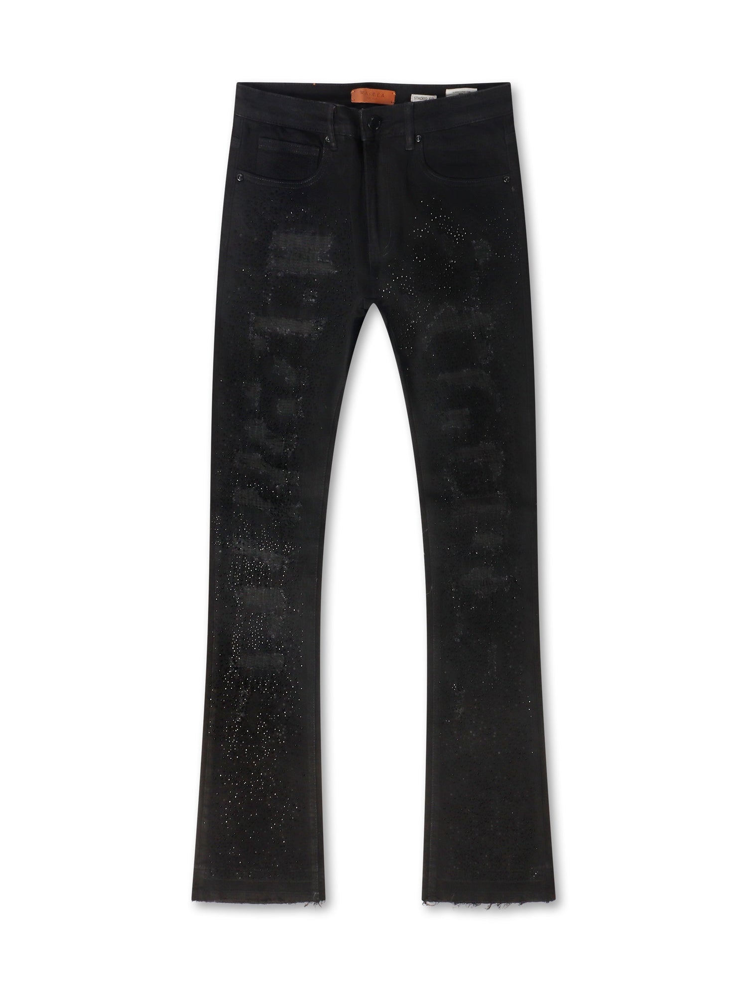 Waimea Rhinestone Stacked Fit Jeans - Jet Black by Denim Exchange