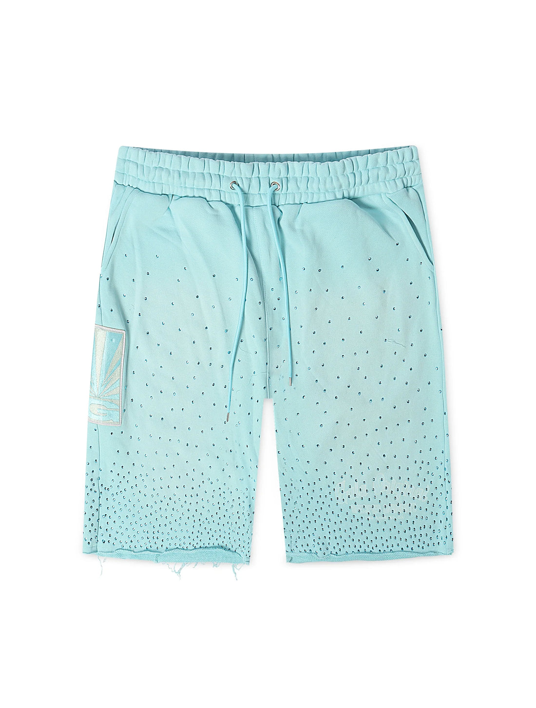 Gala Original Rhinestone Terry Shorts - Washed Sky Blue by Denim Exchange