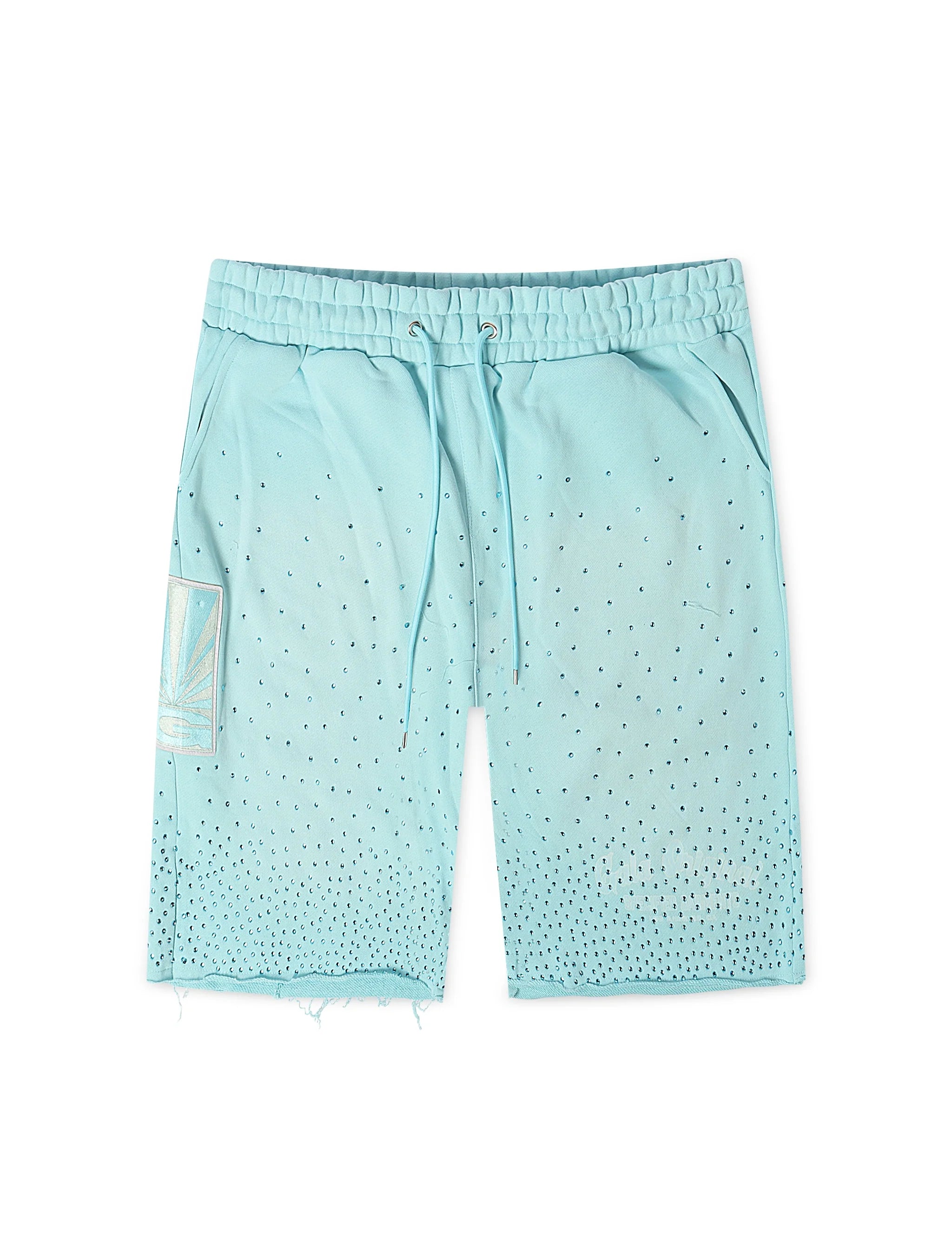 Gala Original Rhinestone Terry Shorts - Washed Sky Blue by Denim Exchange