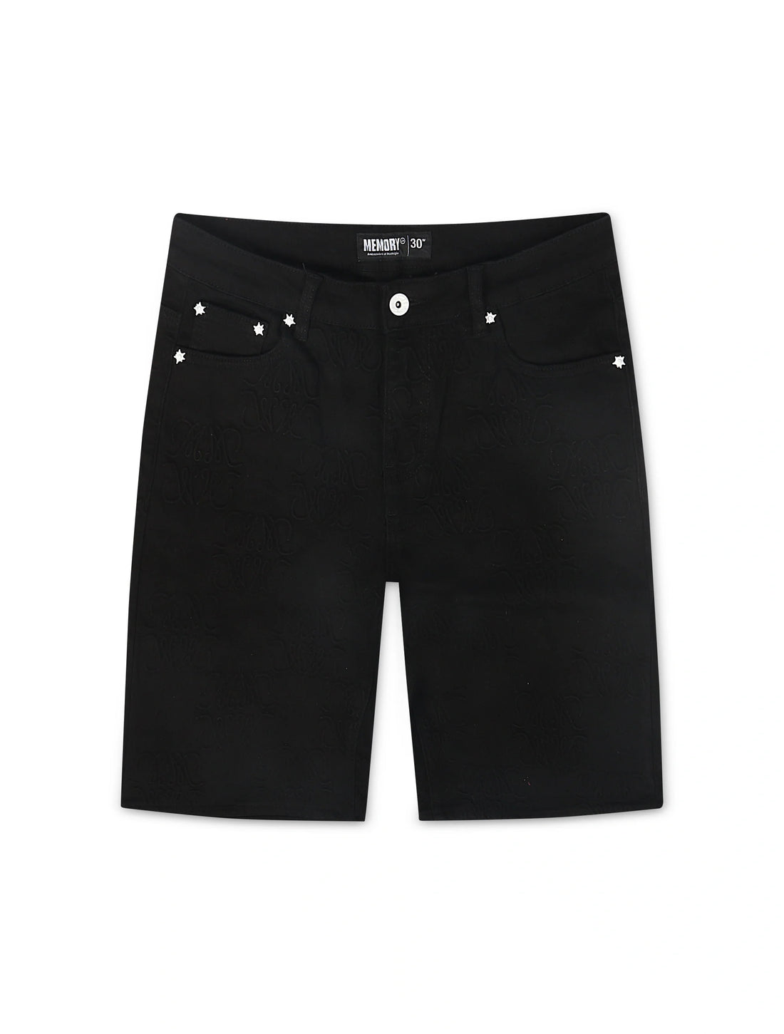 Memory Lane Monogram Denim Short - Black Rinse by Denim Exchange