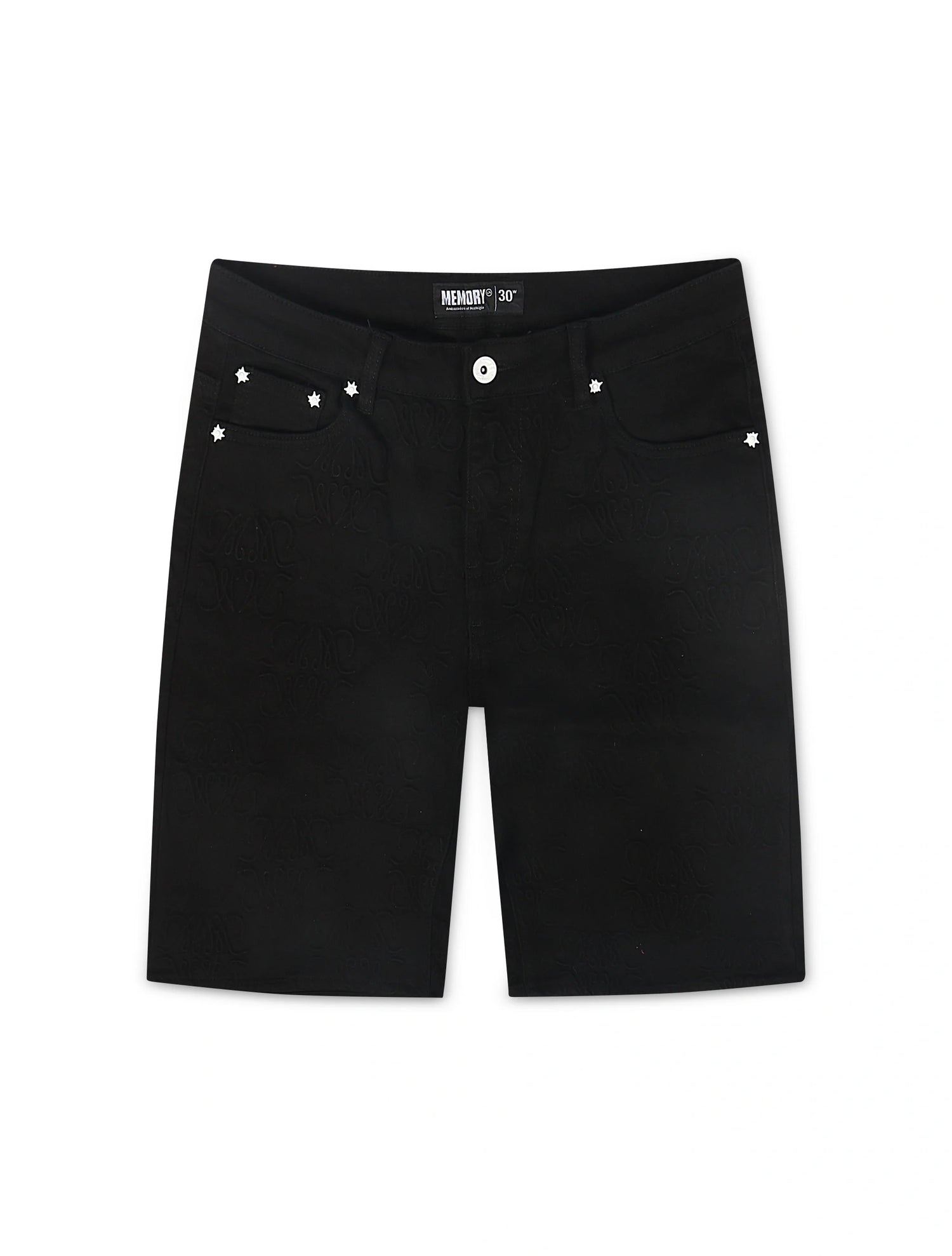 Memory Lane Monogram Denim Short - Black Rinse by Denim Exchange