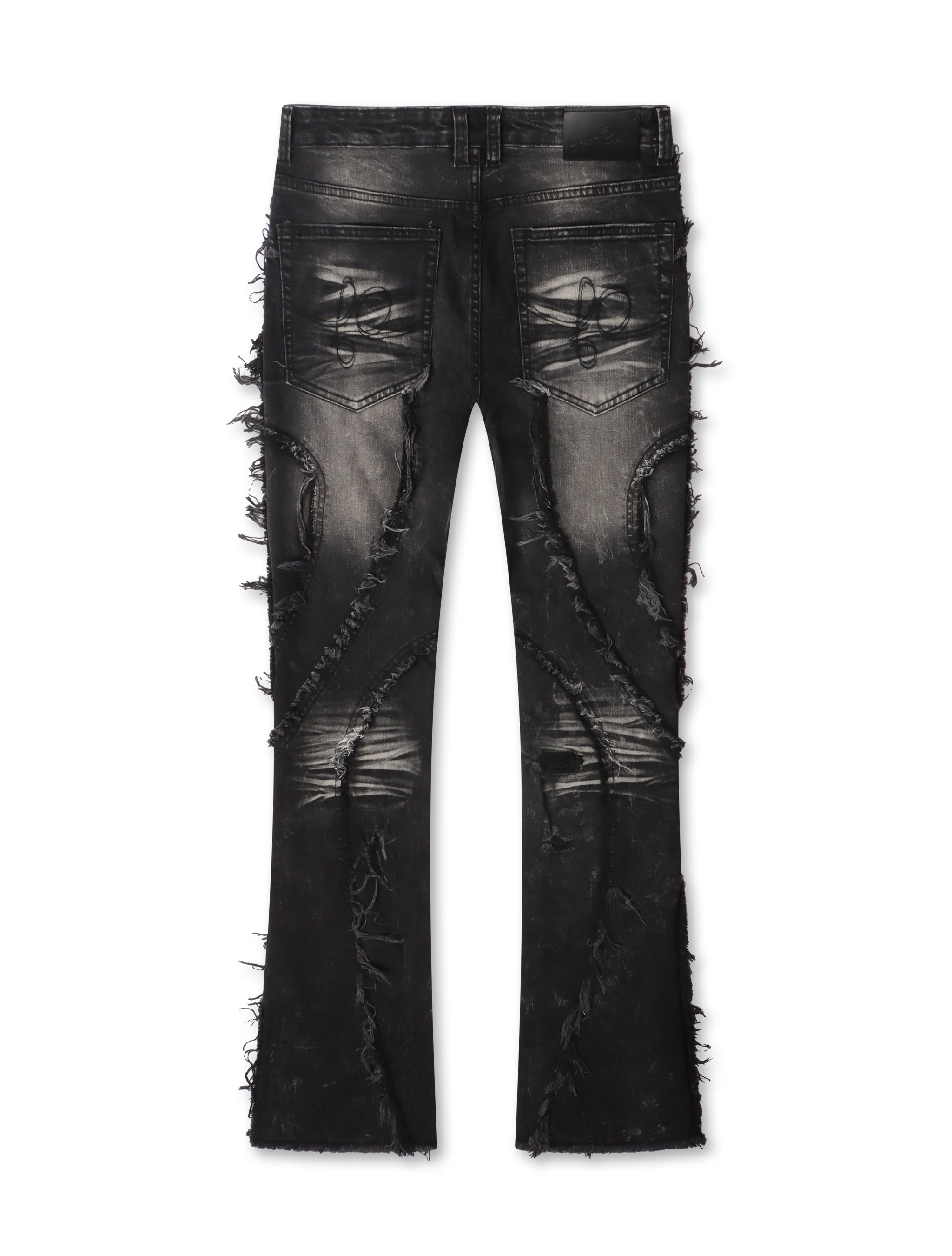 Frost Originals Distressed Rhinestone Stacked Jeans - Black Wash by Denim Exchange