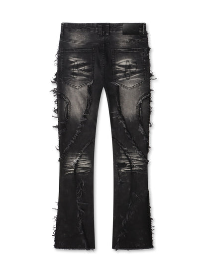 Frost Originals Distressed Rhinestone Stacked Jeans - Black Wash by Denim Exchange