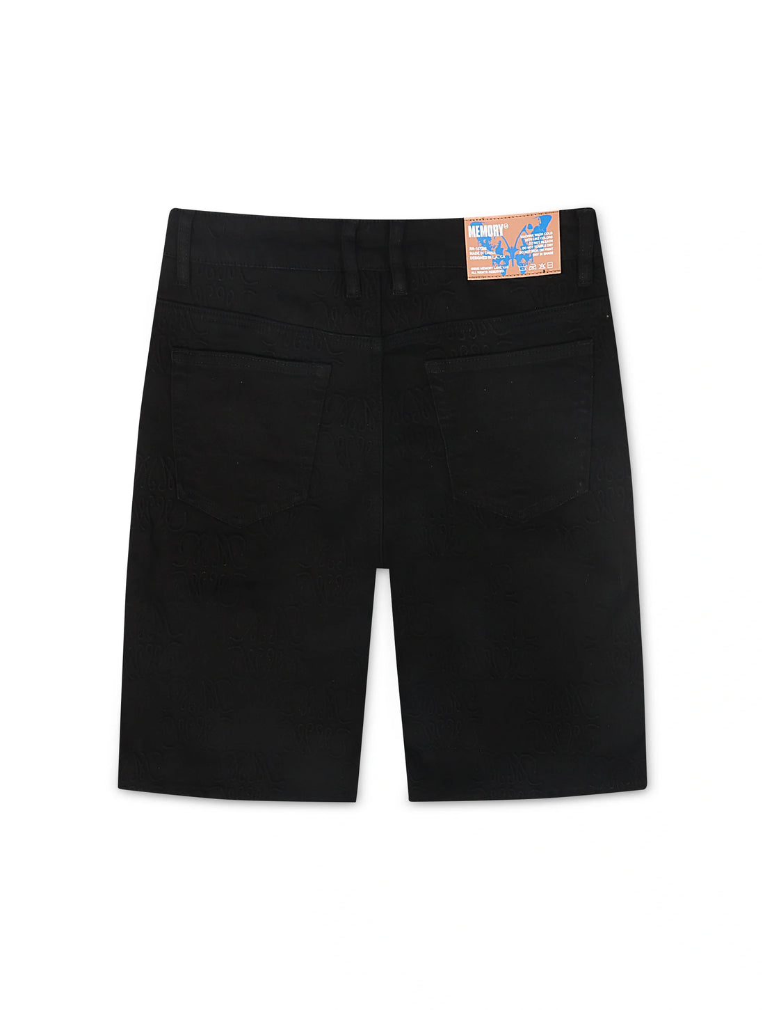 Memory Lane Monogram Denim Short - Black Rinse by Denim Exchange