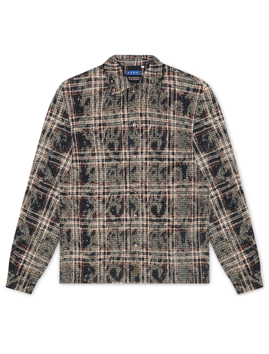 Rebel Denim Rhinestone Flannel - Navy by Denim Exchange