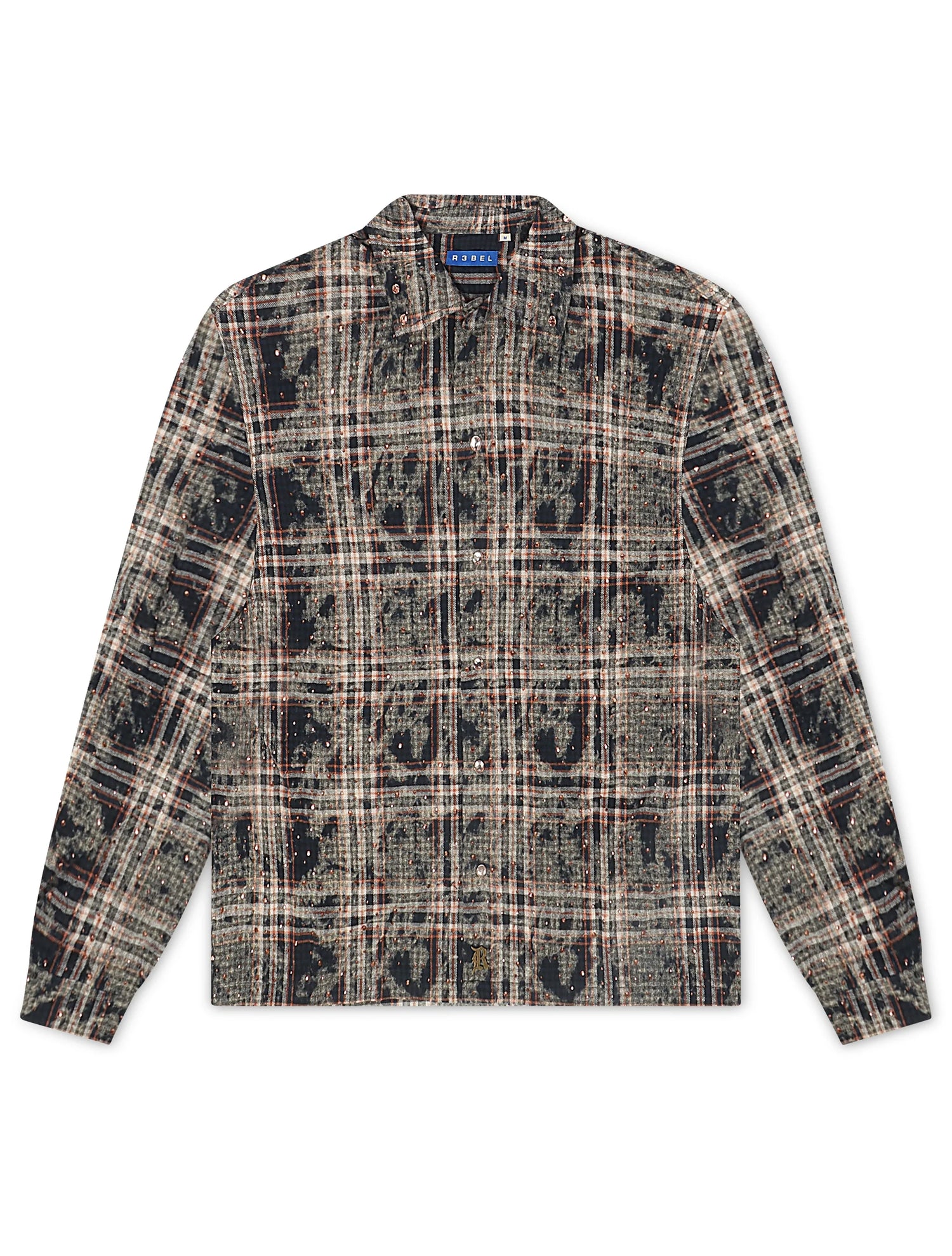 Rebel Denim Rhinestone Flannel - Navy by Denim Exchange