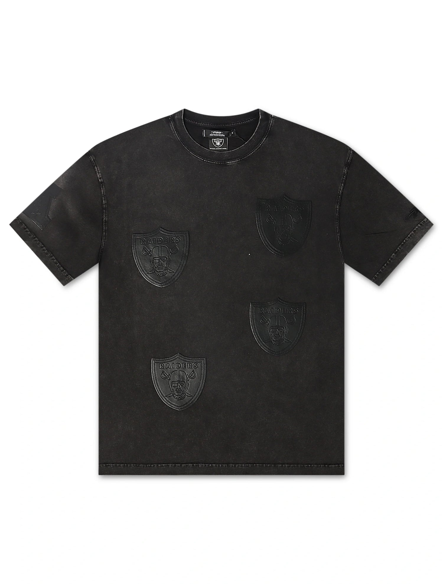 Pro Standard Raiders All-Over Logo Tee - Washed Black by Denim Exchange