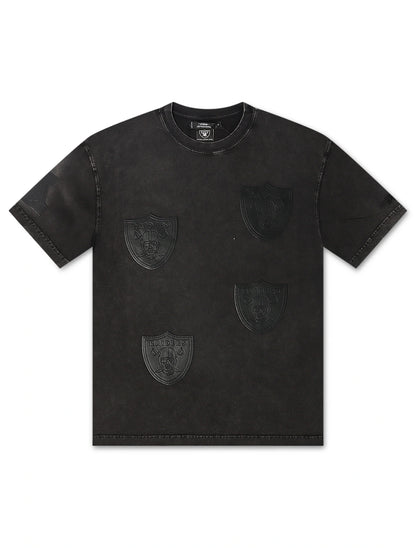 Pro Standard Raiders All-Over Logo Tee - Washed Black by Denim Exchange