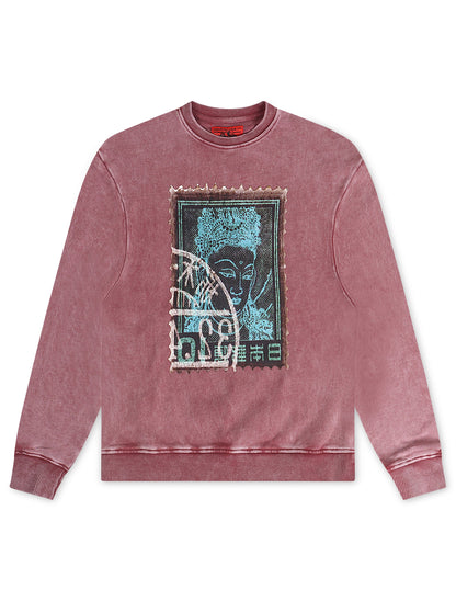 Vicious Denim Graphic Crewneck - Acid Burgundy by Denim Exchange