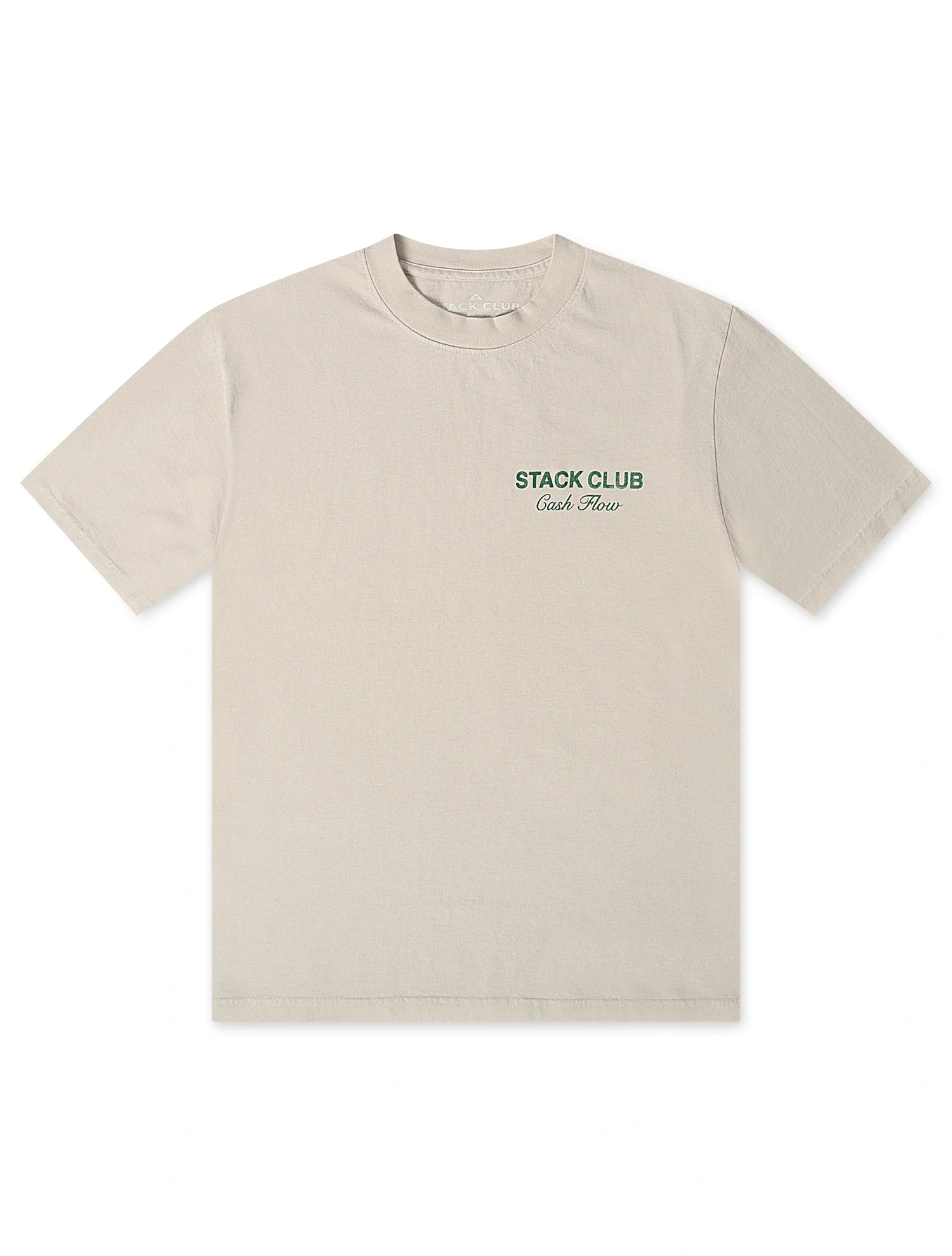 Stack Club Cash Flow Heavyweight Tee - Cream/Green by Denim Exchange