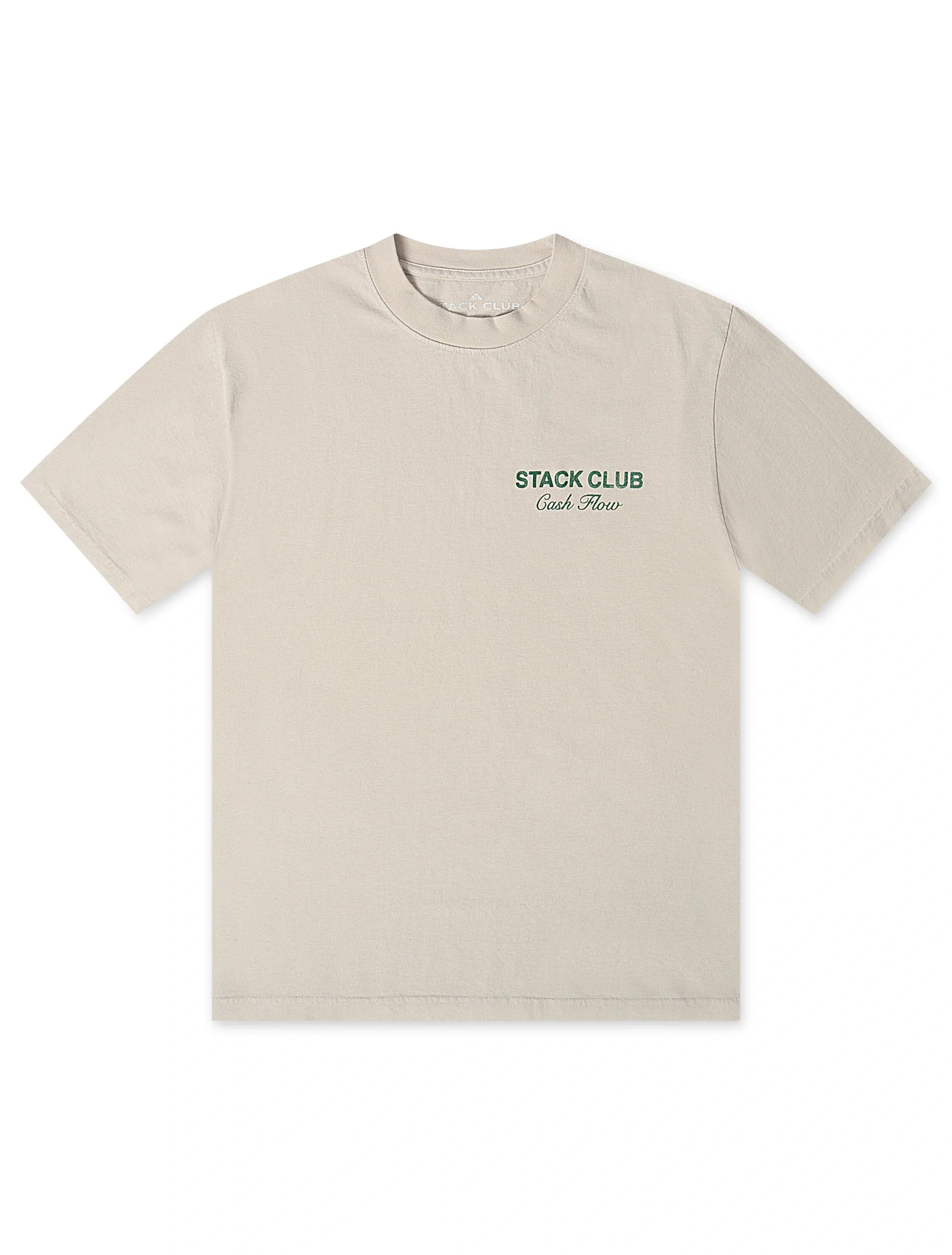 Stack Club Cash Flow Heavyweight Tee - Cream/Green by Denim Exchange