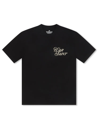 Warsaint Script Statement Tee - Black by Denim Exchange
