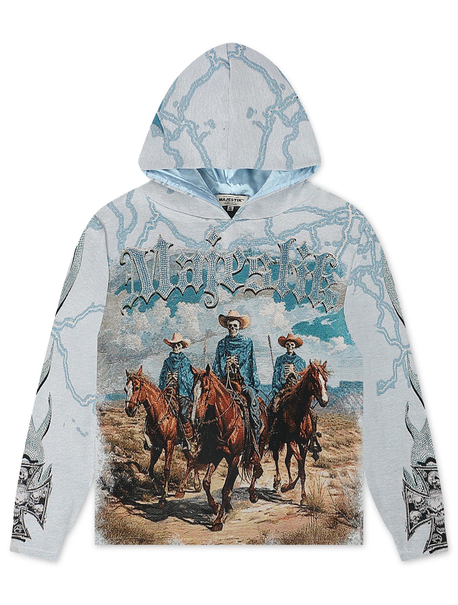 Majestik Mens Invasion Tapestry Hoodie - Blue by Denim Exchange