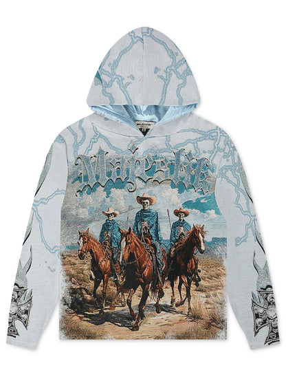Majestik Mens Invasion Tapestry Hoodie - Blue by Denim Exchange
