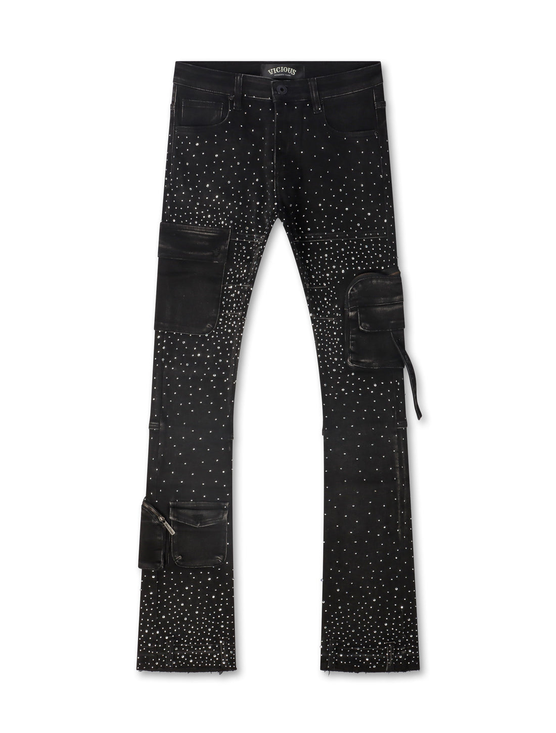 Vicious Denim All Over Rhinestone Jeans - Black by Denim Exchange