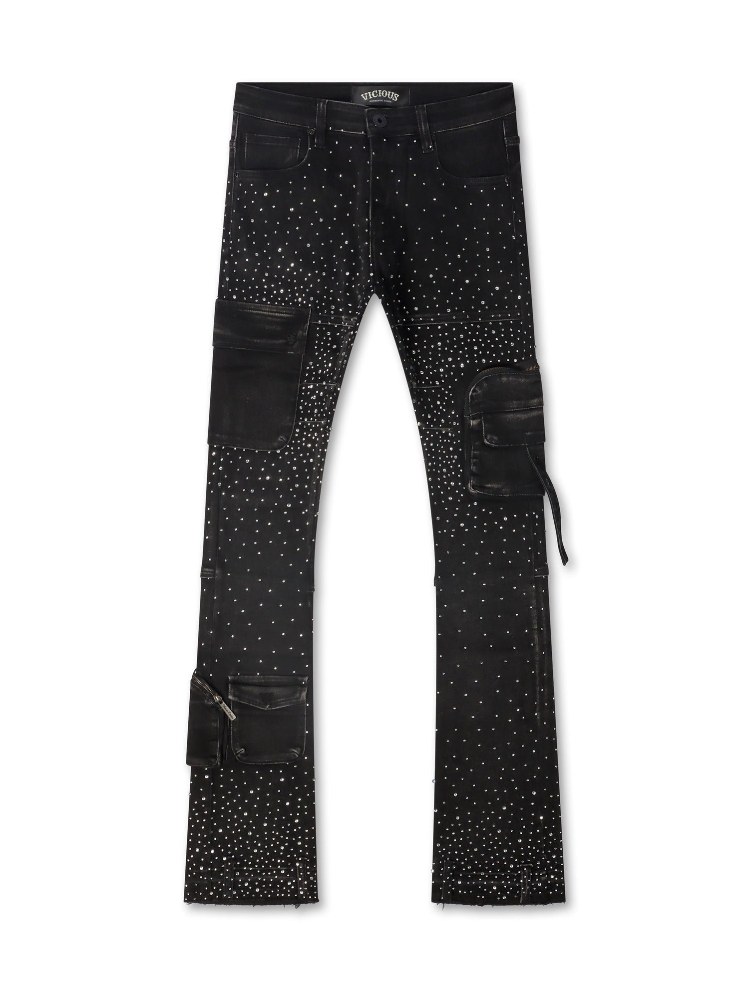 Vicious Denim All Over Rhinestone Jeans - Black by Denim Exchange