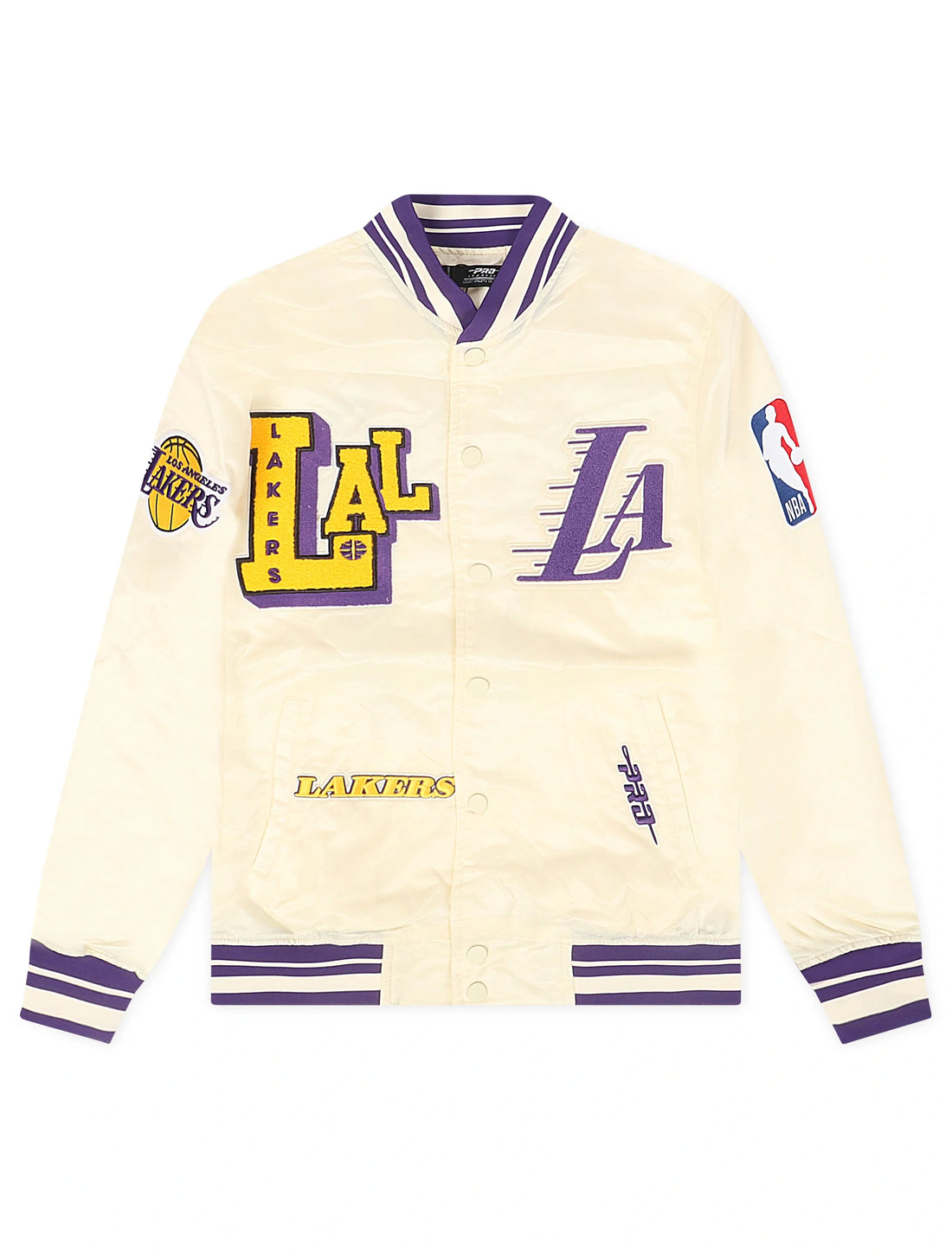 Pro Standard LA Lakers Rib Satin Jacket - Eggshell by Denim Exchange