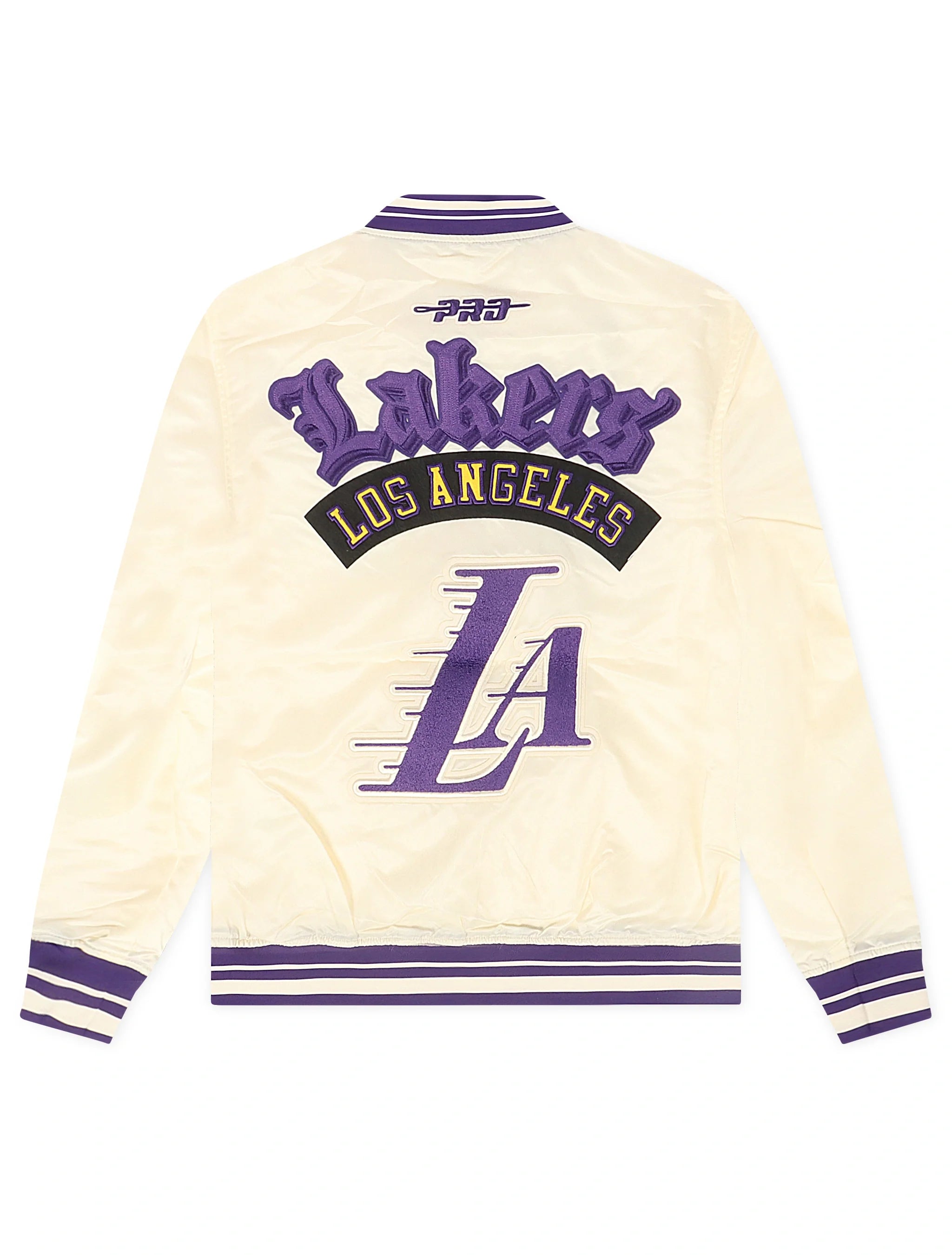 Pro Standard LA Lakers Rib Satin Jacket - Eggshell by Denim Exchange