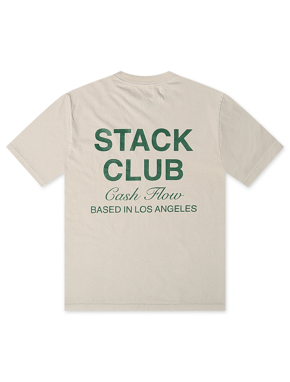 Stack Club Cash Flow Heavyweight Tee - Cream/Green by Denim Exchange