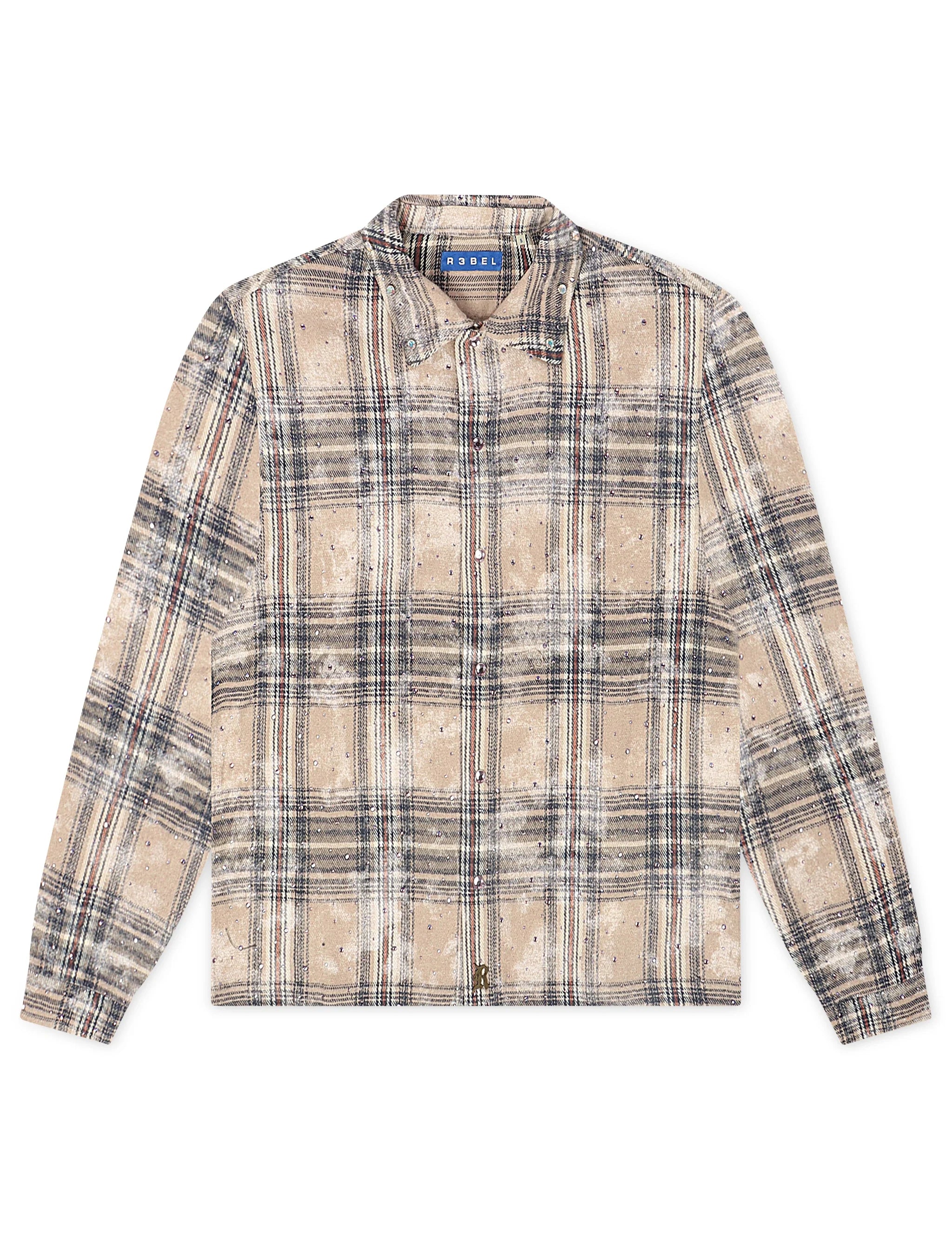 Rebel Denim Rhinestone Flannel - Grey by Denim Exchange