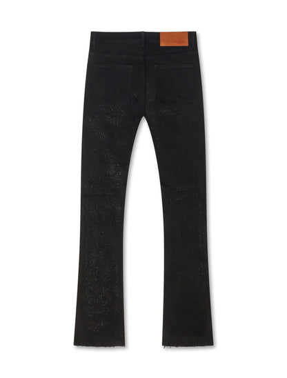 Waimea Rhinestone Stacked Fit Jeans - Jet Black by Denim Exchange