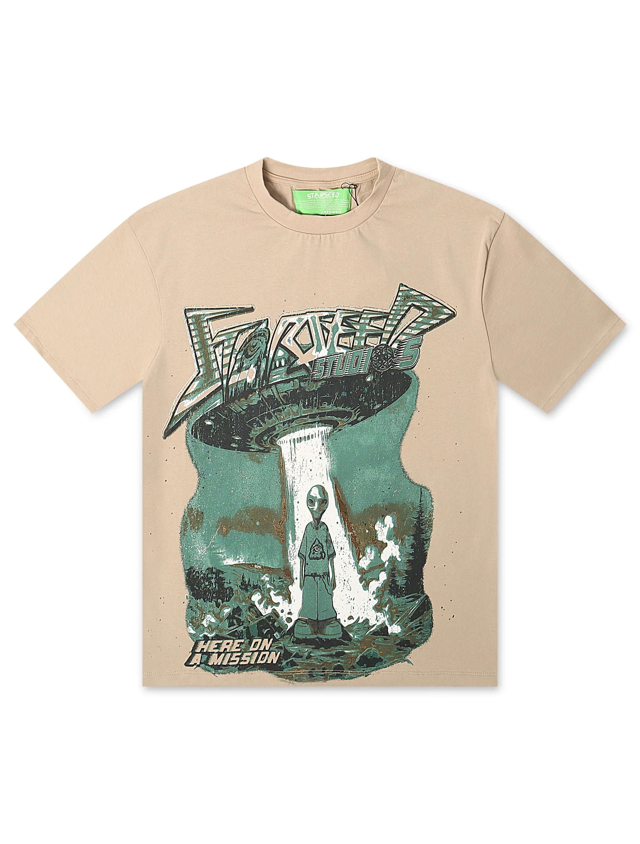 Starseed Here On A Mission Tee - Beige by Denim Exchange