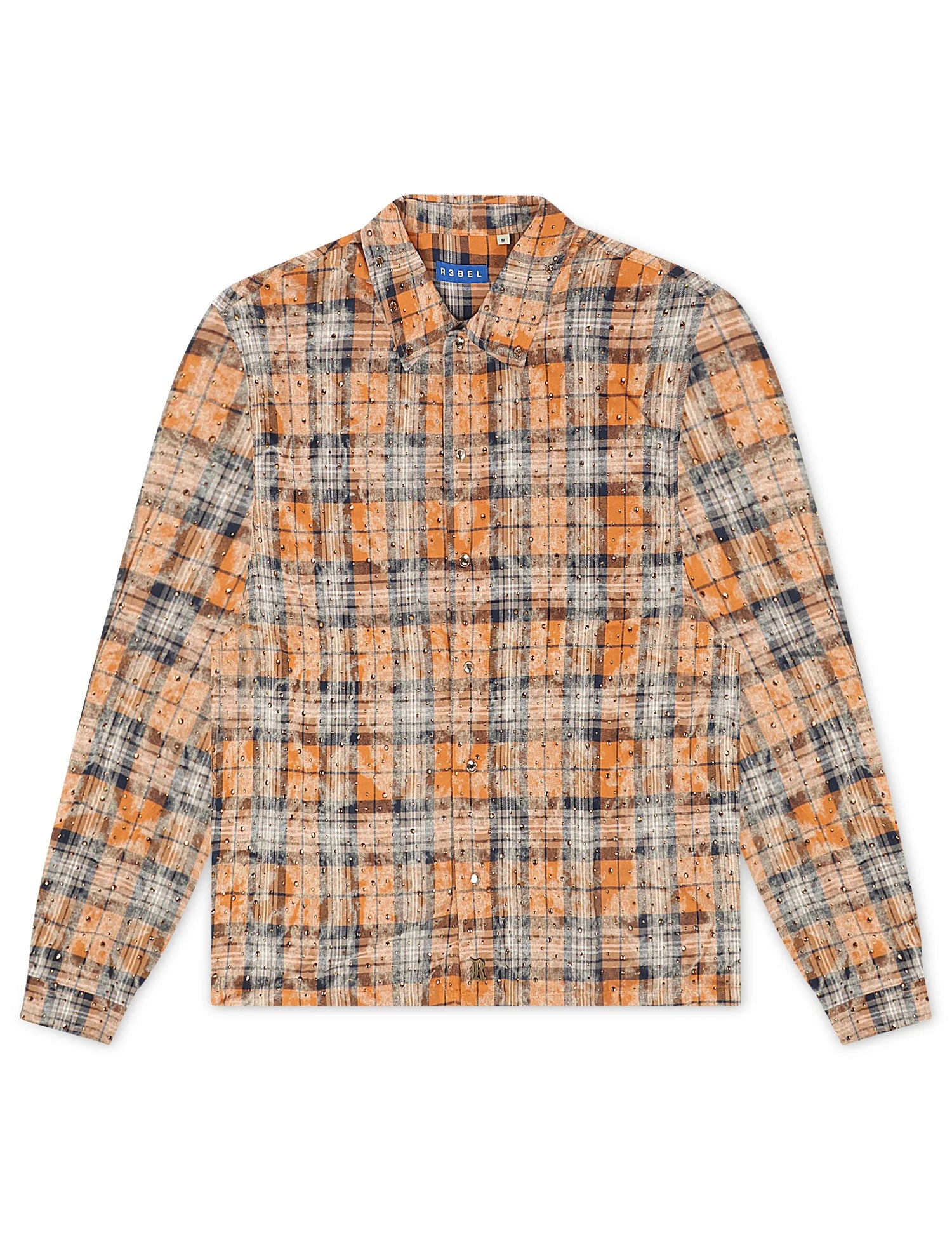 Rebel Denim Rhinestone Flannel - Orange by Denim Exchange
