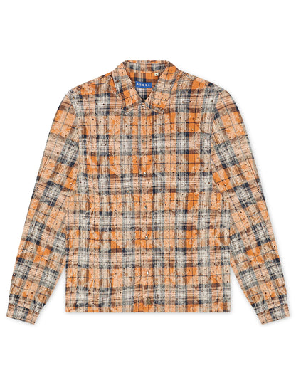 Rebel Denim Rhinestone Flannel - Orange by Denim Exchange