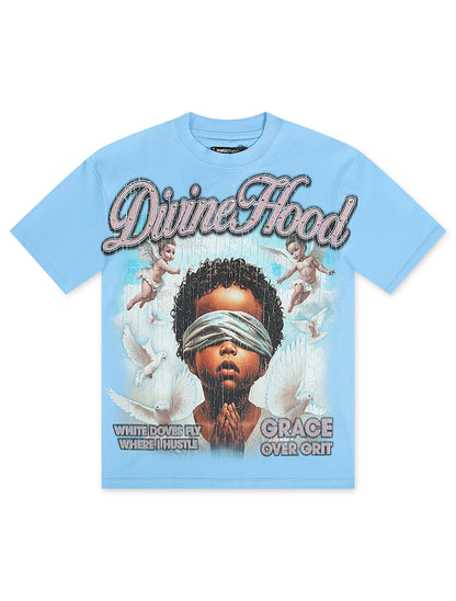 Roku Studio Divine Hood Boxy Tee - University Blue by Denim Exchange