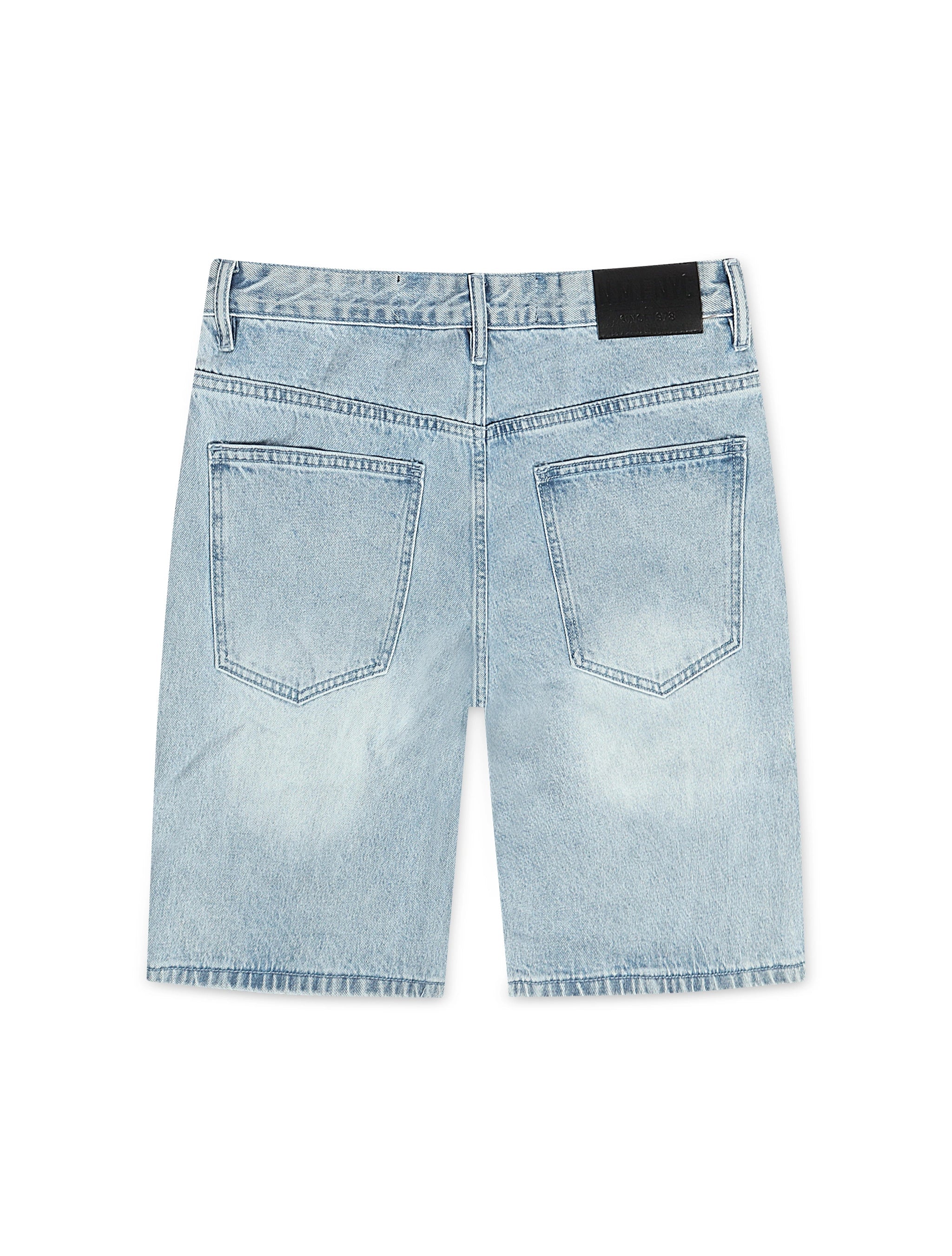N.M.E NYC Highway 78 Stud Denim Shorts - Blue Wash by Denim Exchange