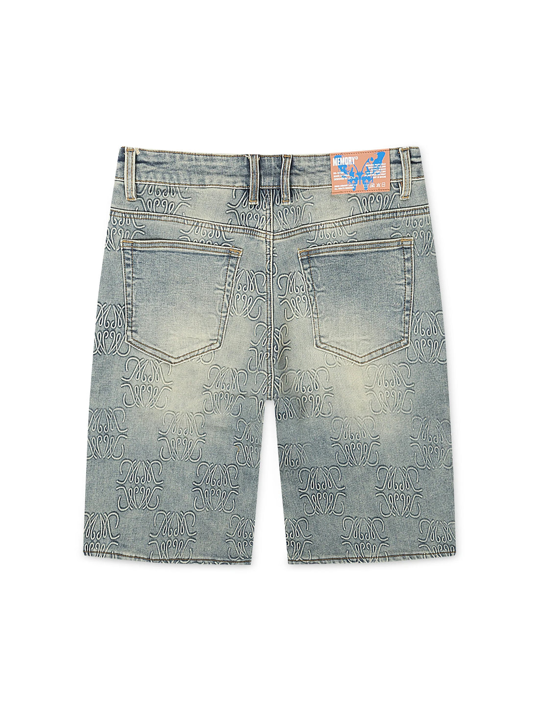 Memory Lane Monogram Denim Short - Blue Rinse by Denim Exchange