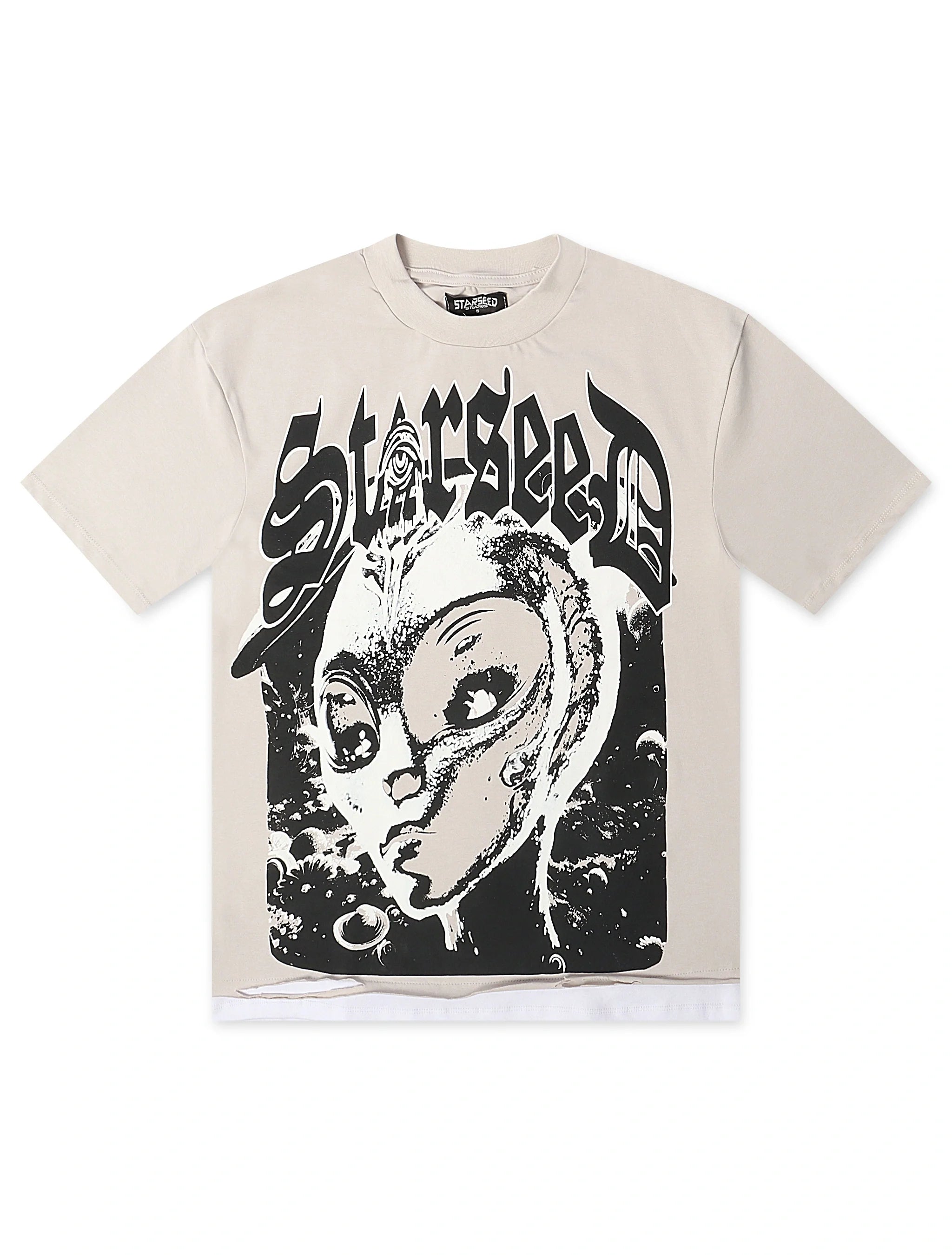 Starseed Big Head Alien Oversized Tee - Grey by Denim Exchange