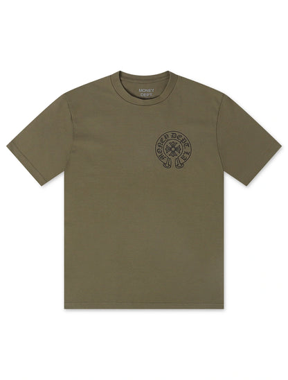 Money Dept. Vintage Old English Tee - Olive/Black by Denim Exchange