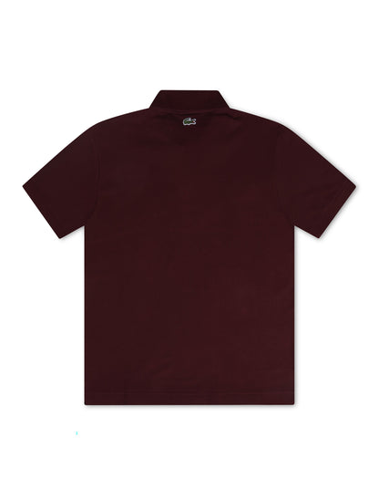 Lacoste Signature Print Polo Shirt - Bordeaux by Denim Exchange