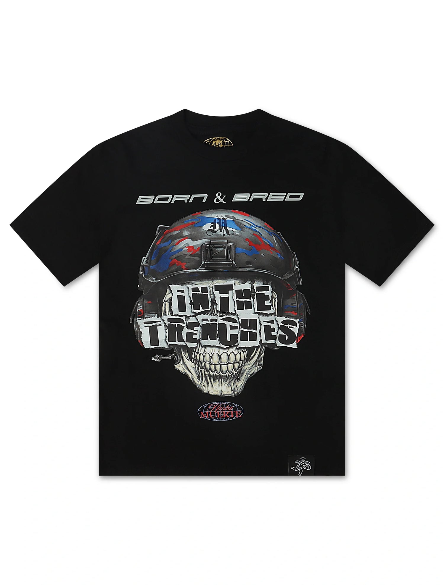 Hasta Muerte AJ4 Trench Skull Tee - Black by Denim Exchange