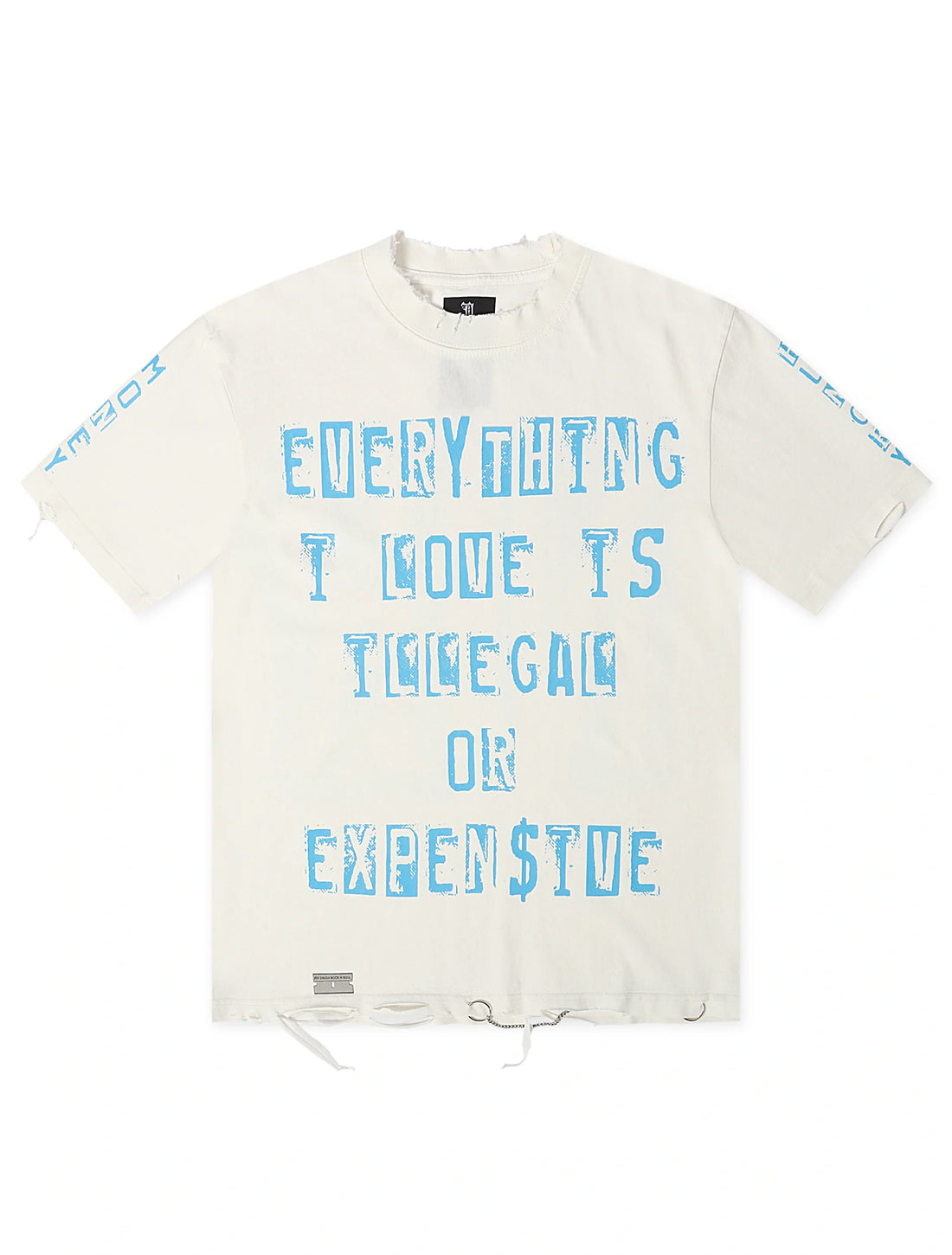 November Reign Everything I Love Hand Shredded Tee - White by Denim Exchange