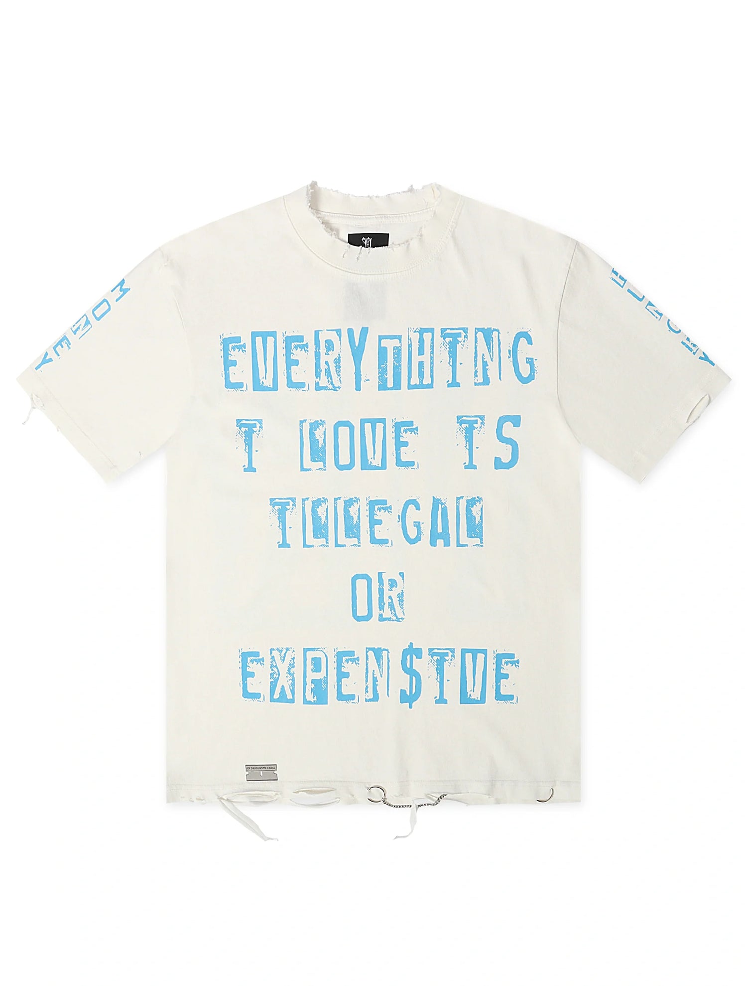 November Reign Everything I Love Hand Shredded Tee - White by Denim Exchange