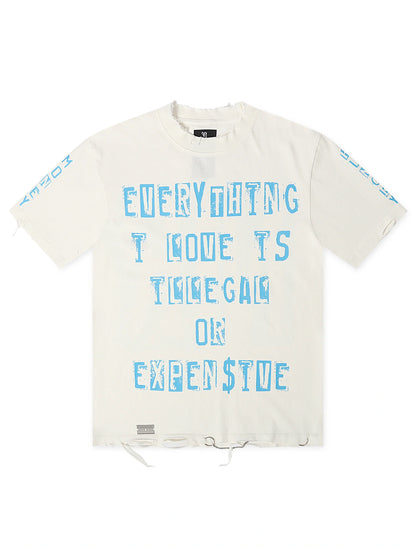 November Reign Everything I Love Hand Shredded Tee - White by Denim Exchange