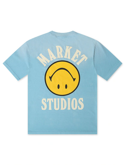Market Studios Smiley Upside Down Tee - Retro Blue by Denim Exchange