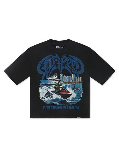 Godspeed GMYC Wave Runner Boxy Tee - Black by Denim Exchange