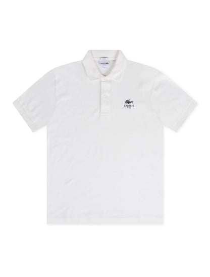 Lacoste Signature Print Polo Shirt - White by Denim Exchange