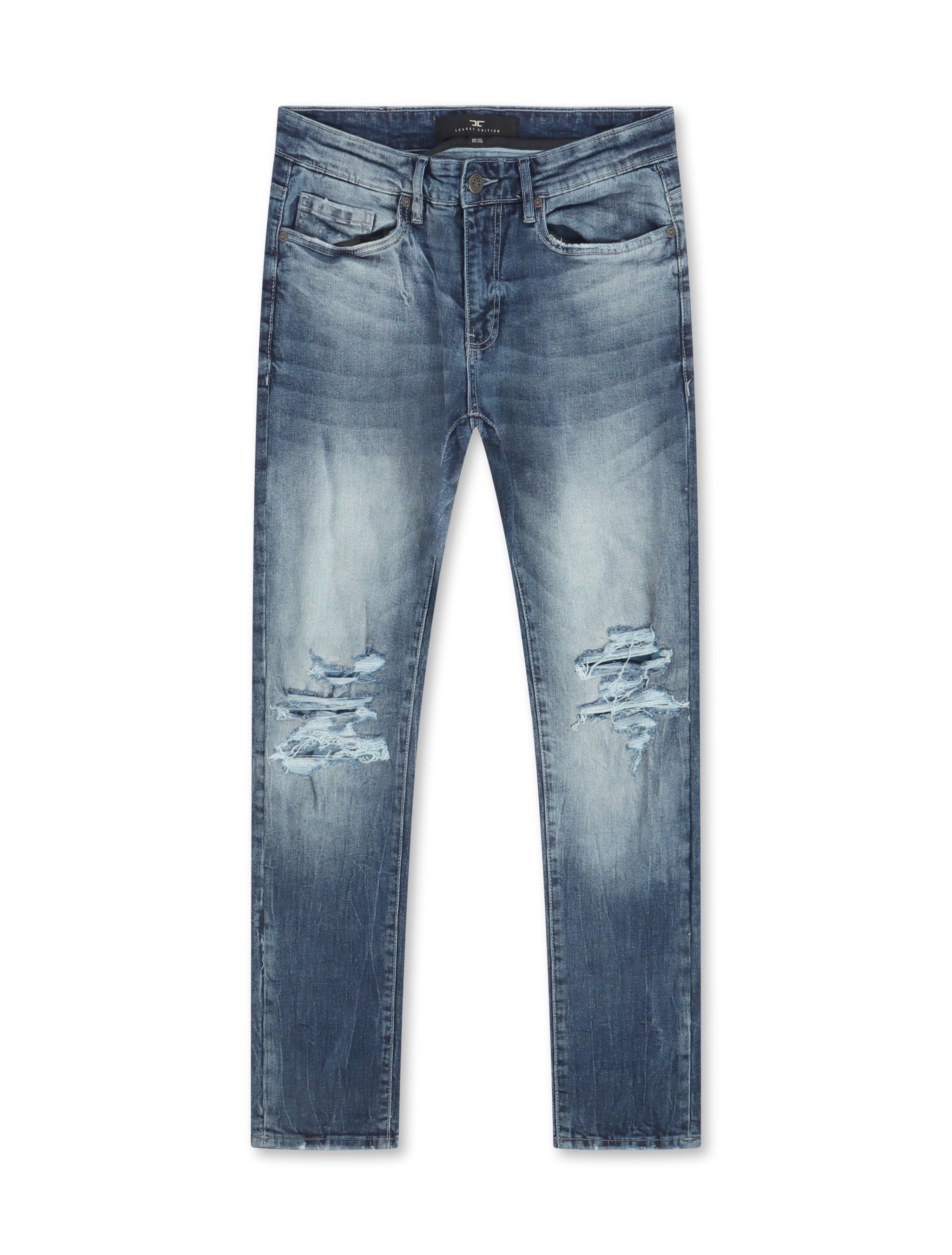 Jordan Craig Sean Shredded Jeans - Blue by Denim Exchange