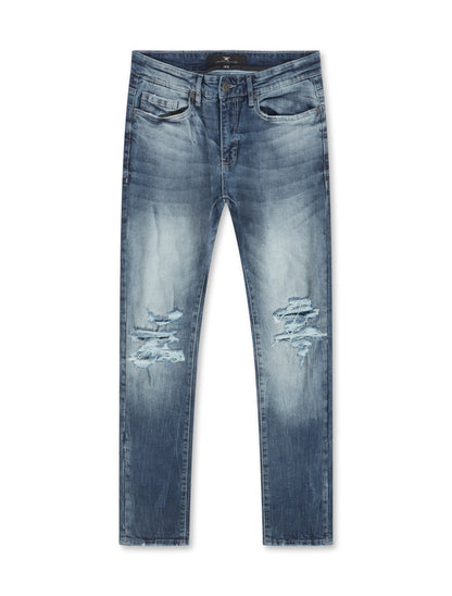 Jordan Craig Sean Shredded Jeans - Blue by Denim Exchange