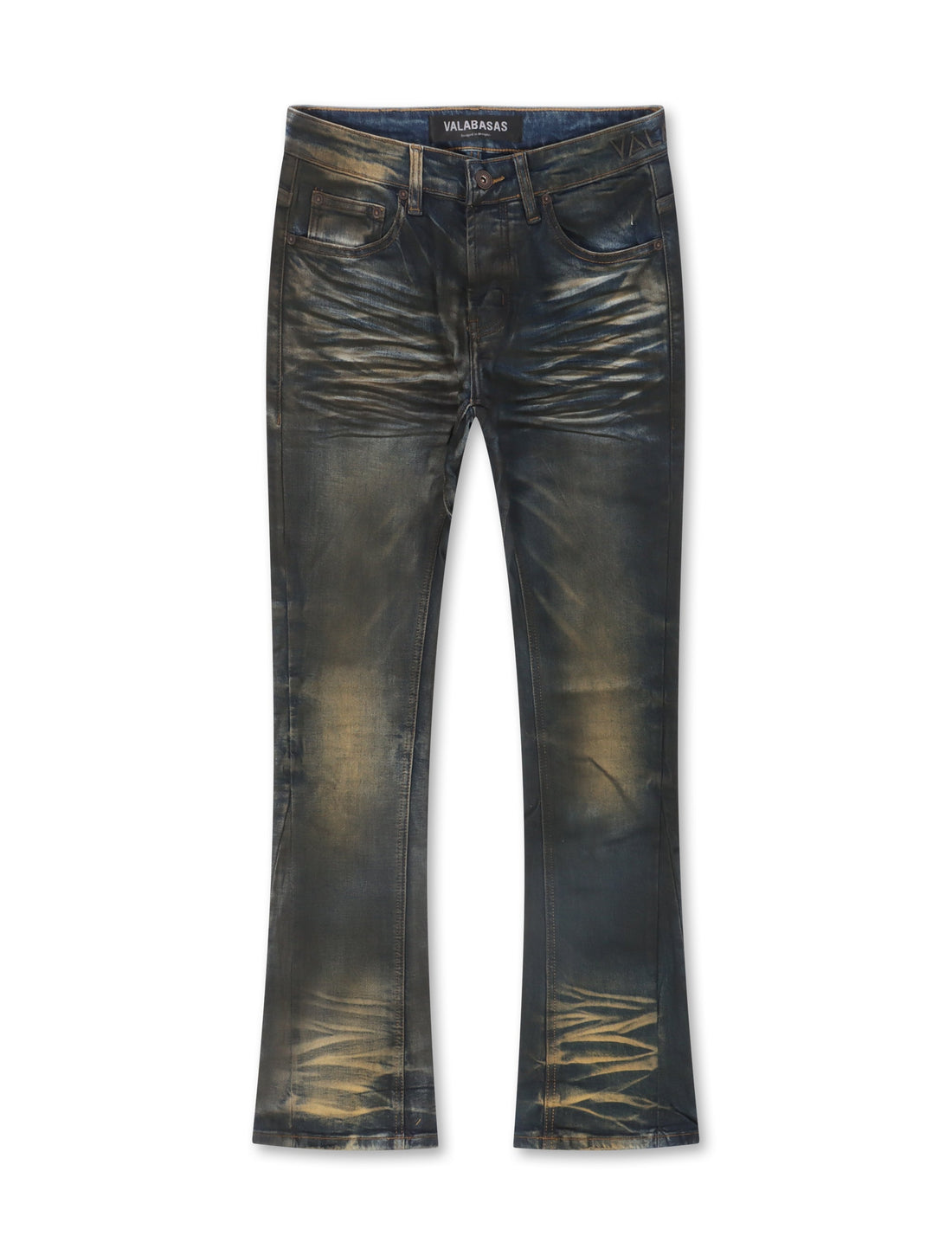 Valabasas Fax Stacked Denim Jeans - Vintage Blue Wash by Denim Exchange