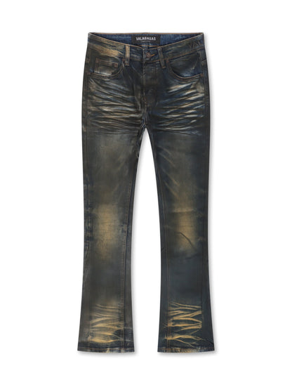 Valabasas Fax Stacked Denim Jeans - Vintage Blue Wash by Denim Exchange