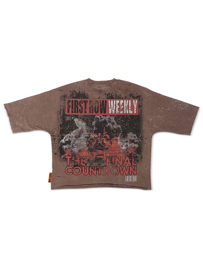 First Row Countdown Cropped Tee - Caffe by Denim Exchange