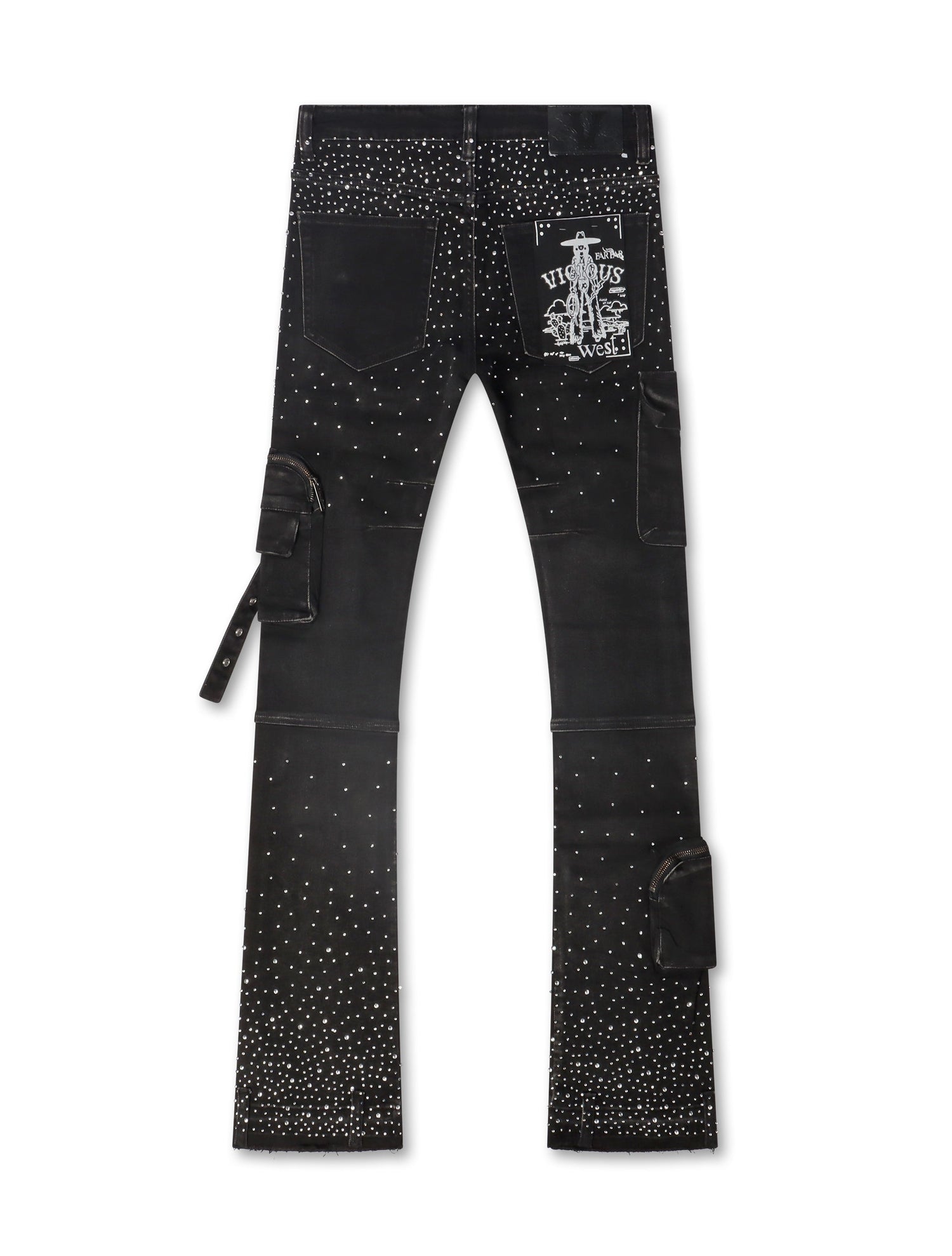 Vicious Denim All Over Rhinestone Jeans - Black by Denim Exchange